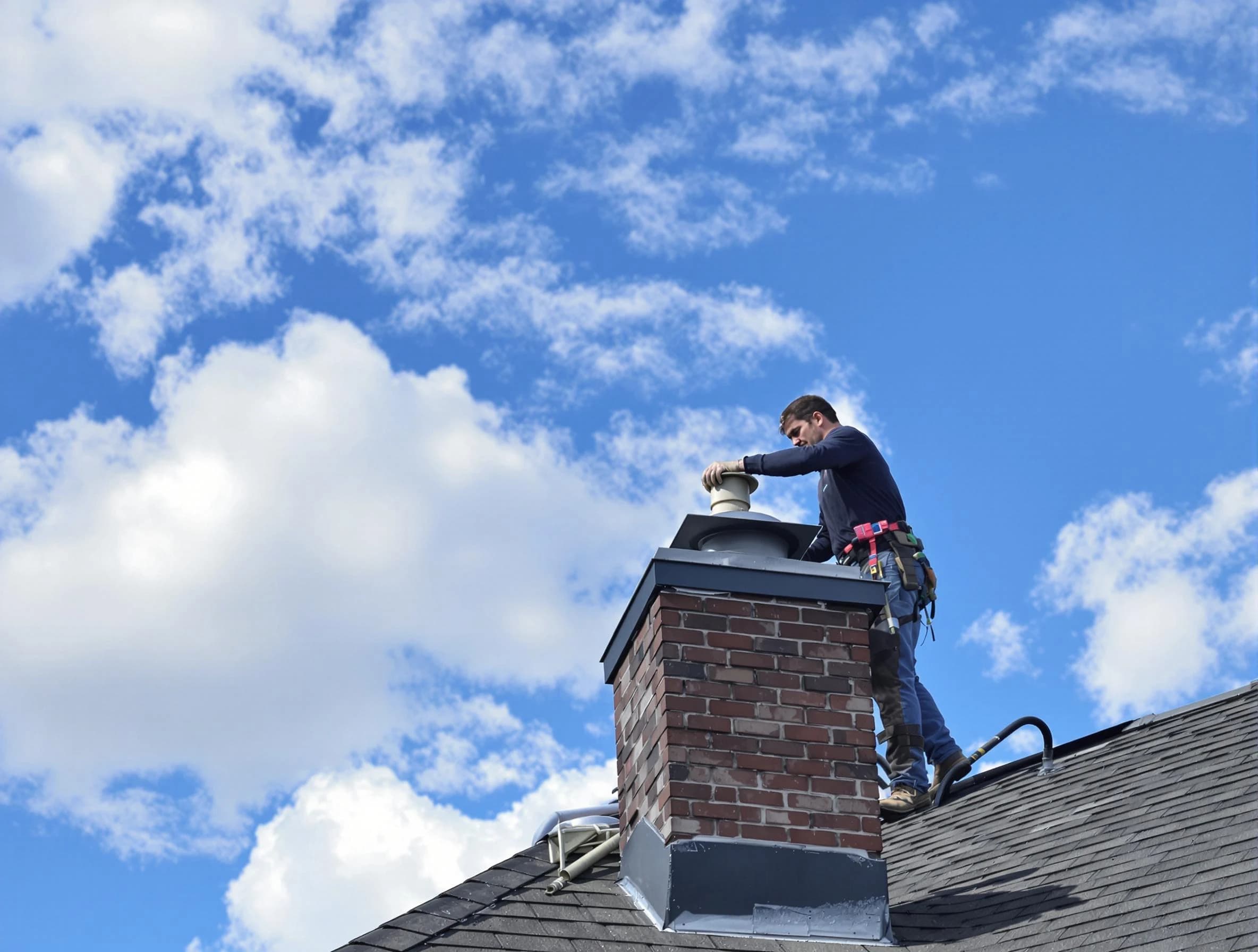 Monroeville Chimney Sweep installing a sturdy chimney cap in Monroeville, PA