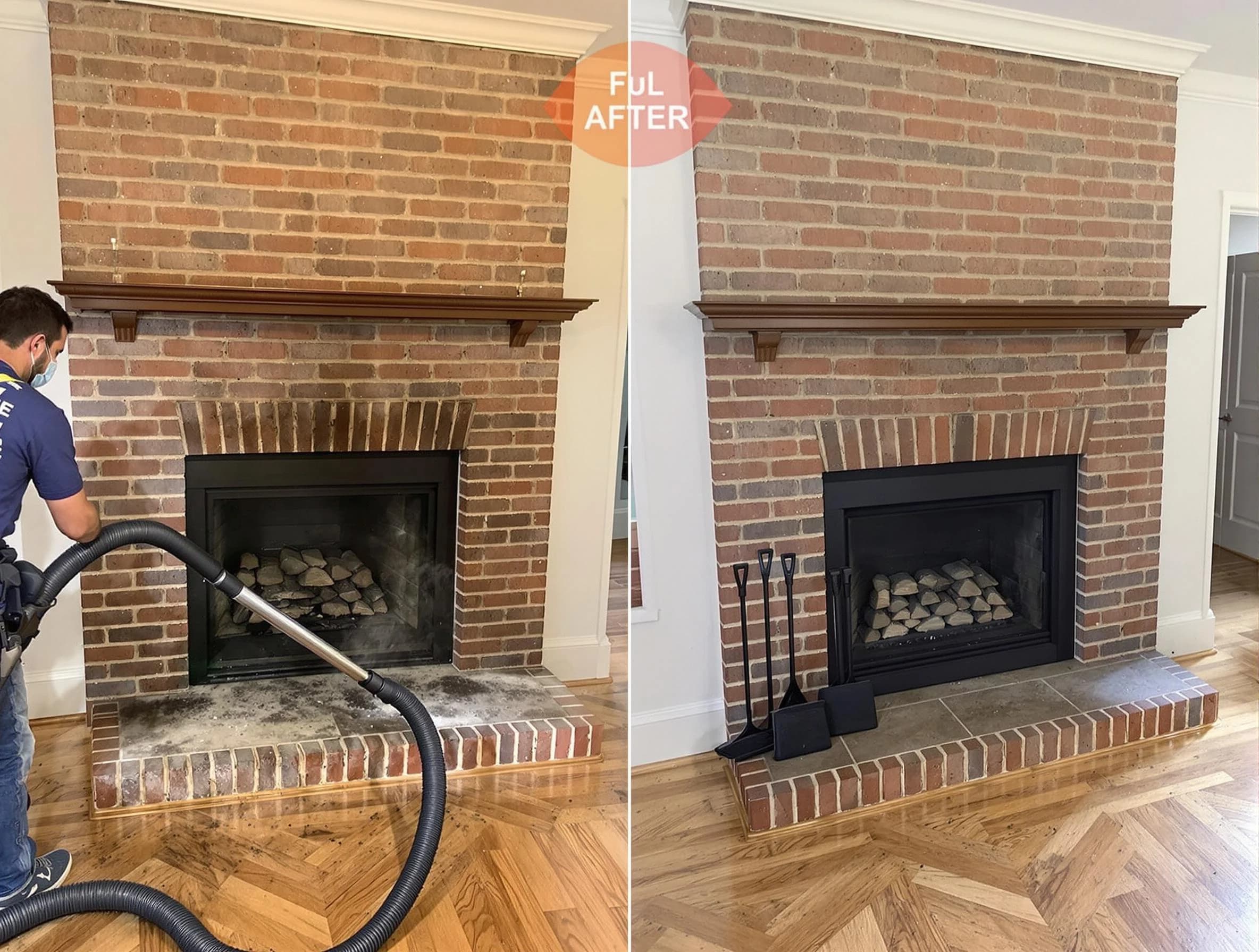Monroeville Chimney Sweep carefully sanitizing a fireplace in Monroeville, PA