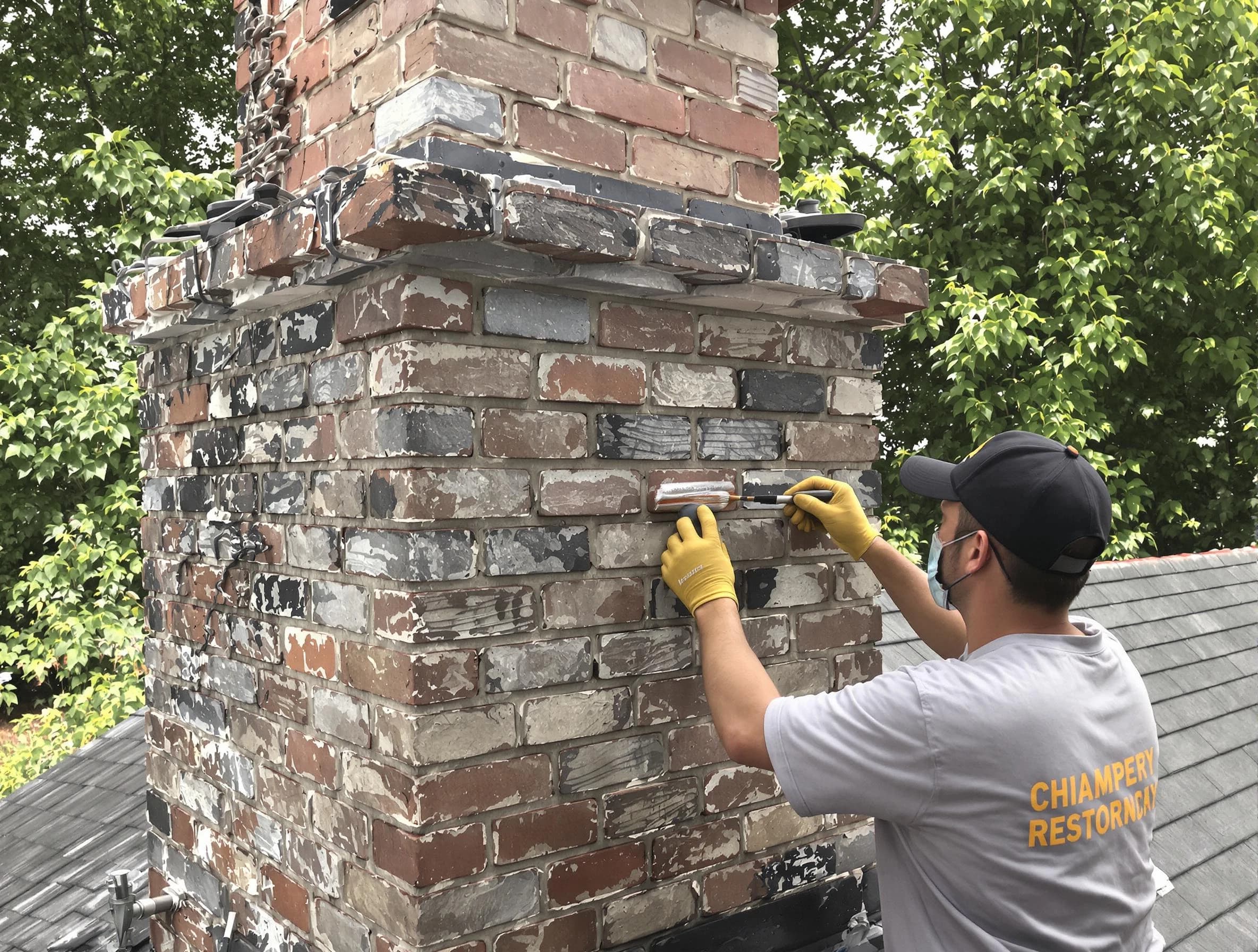 In-progress chimney restoration by Monroeville Chimney Sweep in Monroeville, PA