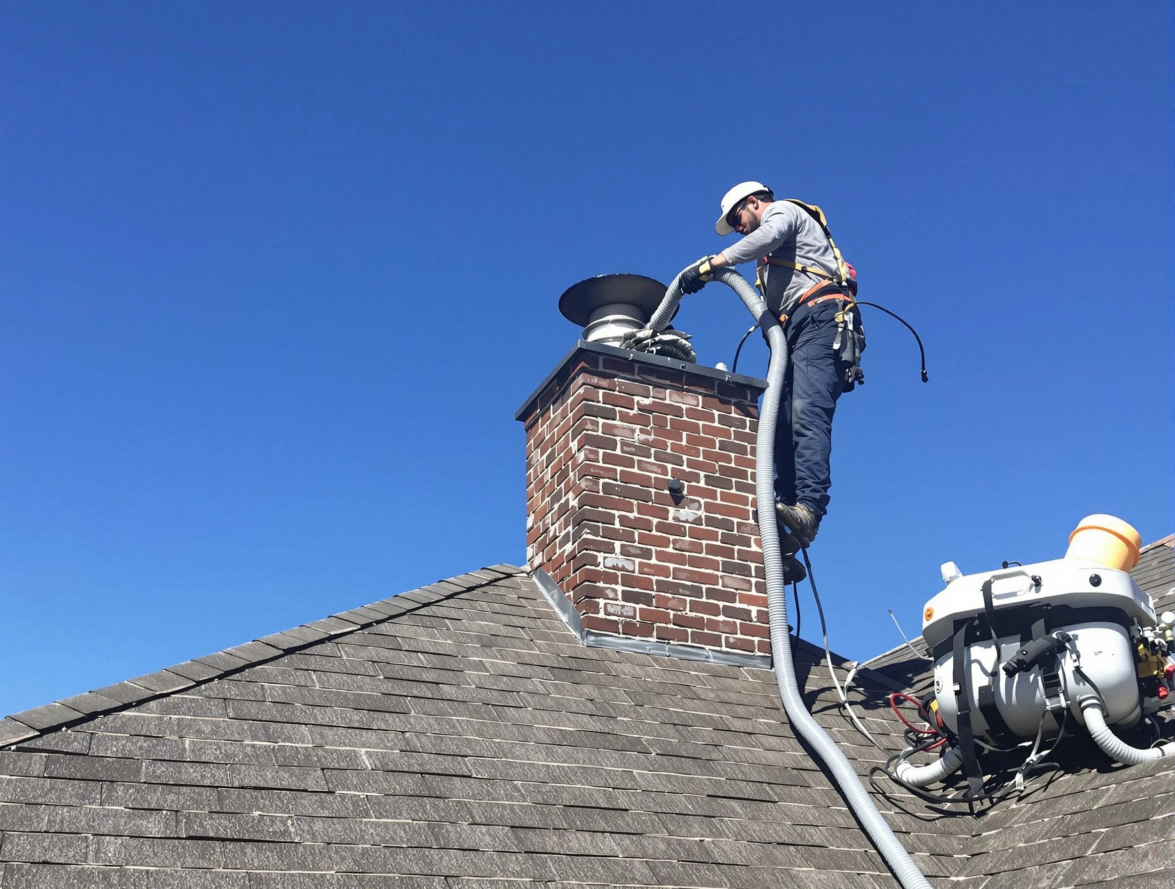 Dedicated Monroeville Chimney Sweep team member cleaning a chimney in Monroeville, PA