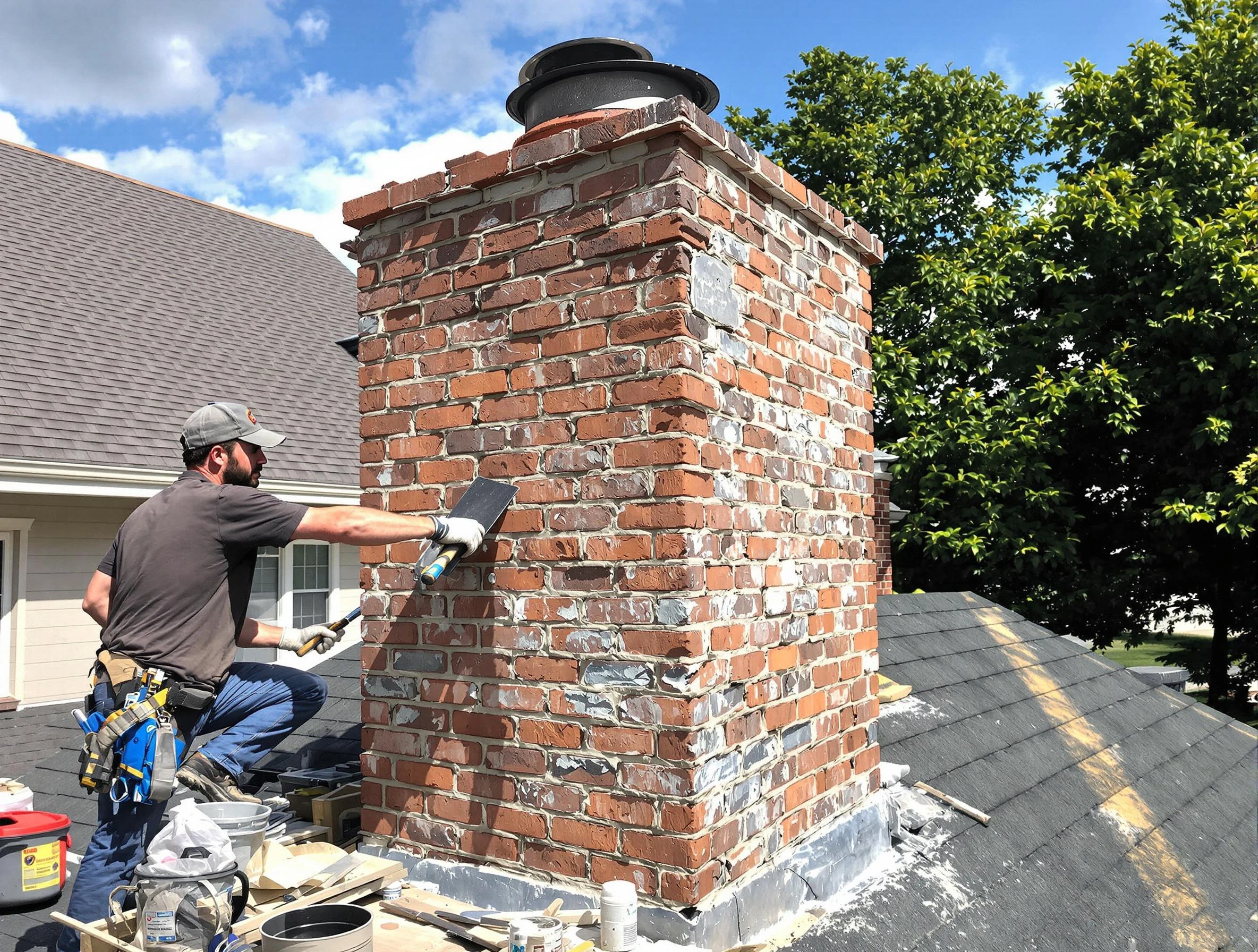 Completed chimney rebuild by Monroeville Chimney Sweep in Monroeville, PA