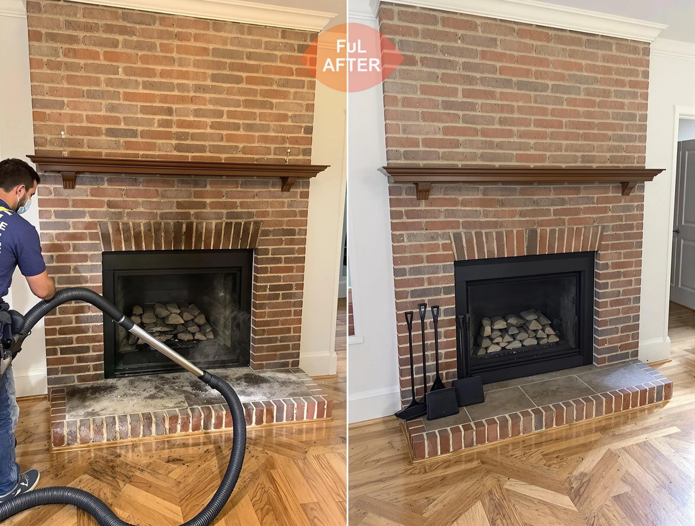 Monroeville Chimney Sweep carefully sanitizing a fireplace in Monroeville, PA
