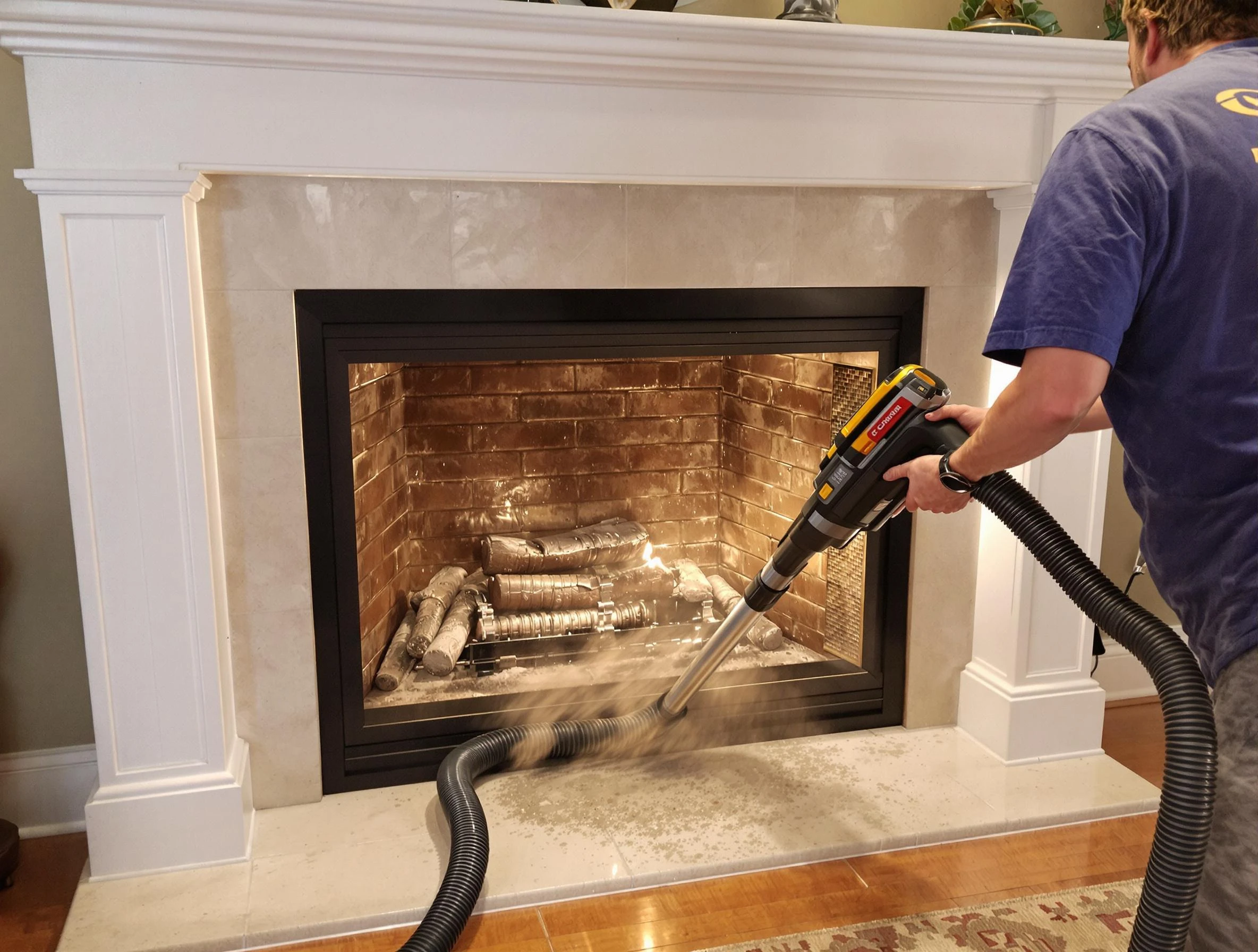 Fireplace cleaning performed by Monroeville Chimney Sweep in Monroeville, PA