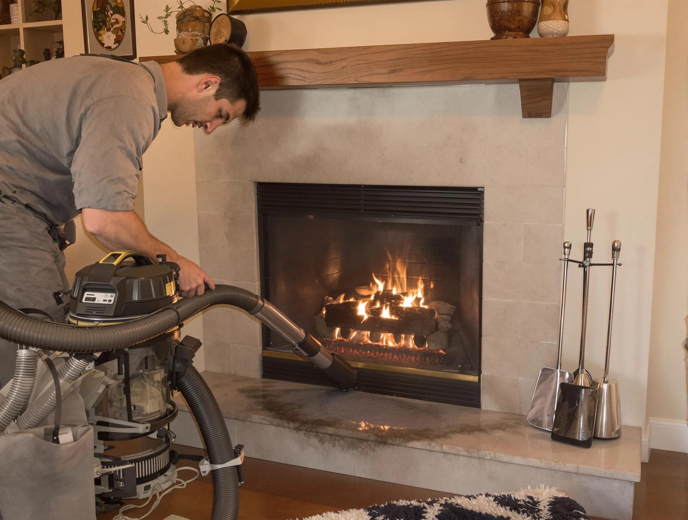 Routine fireplace upkeep by Monroeville Chimney Sweep in Monroeville, PA