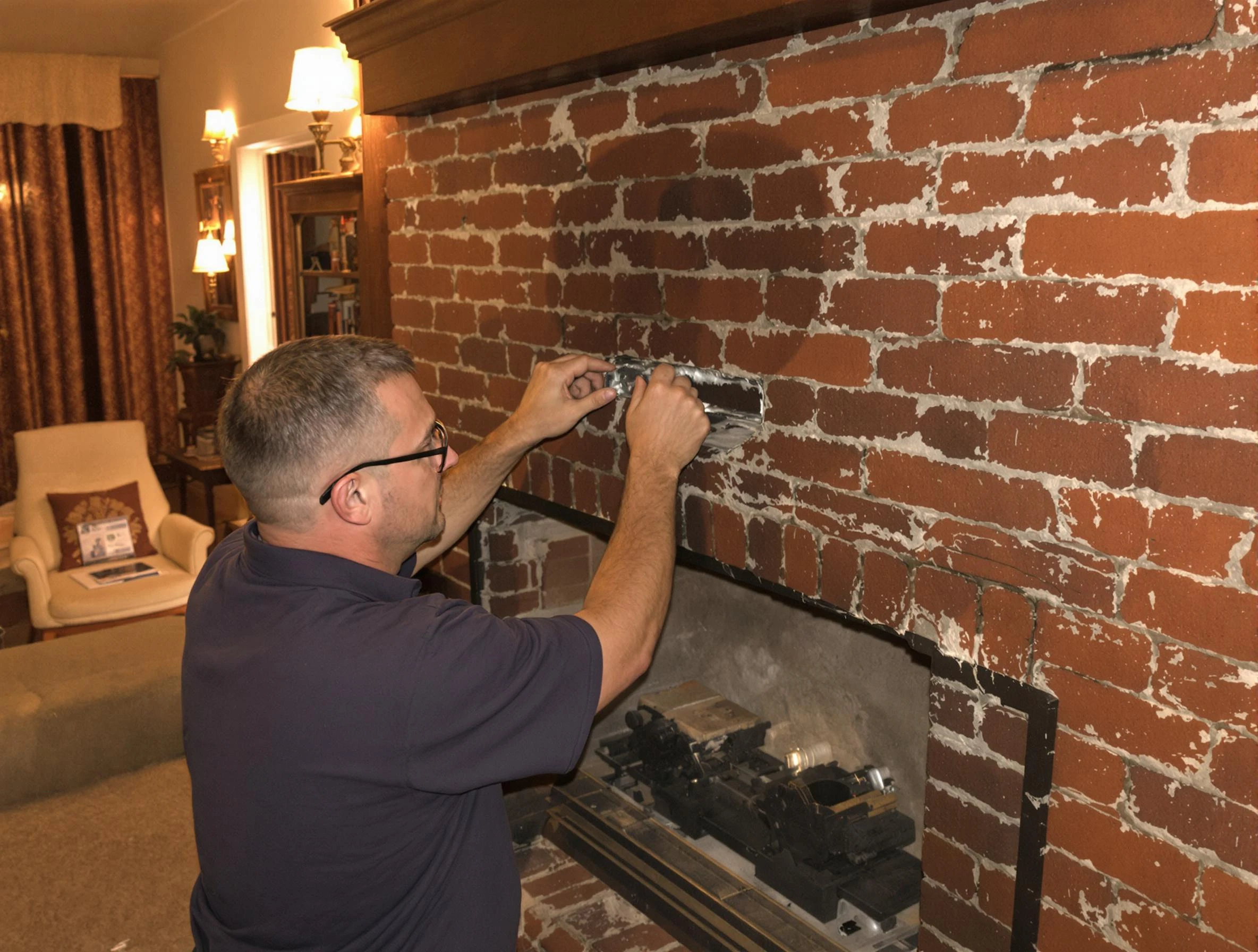 Monroeville Chimney Sweep expert fixing a fireplace in Monroeville, PA